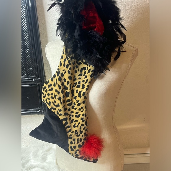 Stocking 🎄🎅🏼VINTAGE Oi San Francisco Leopard and Feather Stocking - Picture 10 of 10